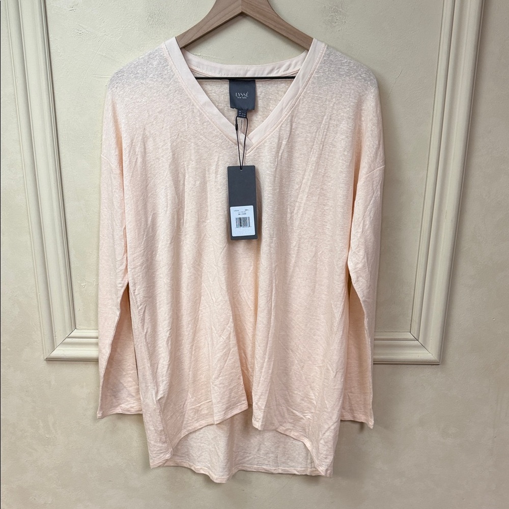 New! Lysee Linen Long Sleeve V Neck Top size Large